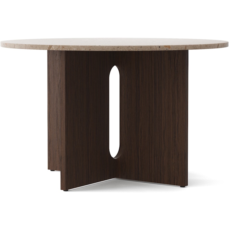 Androgyne Ruokapöytä Ø120 cm, Dark Stained Oak / Hiekanvärinen