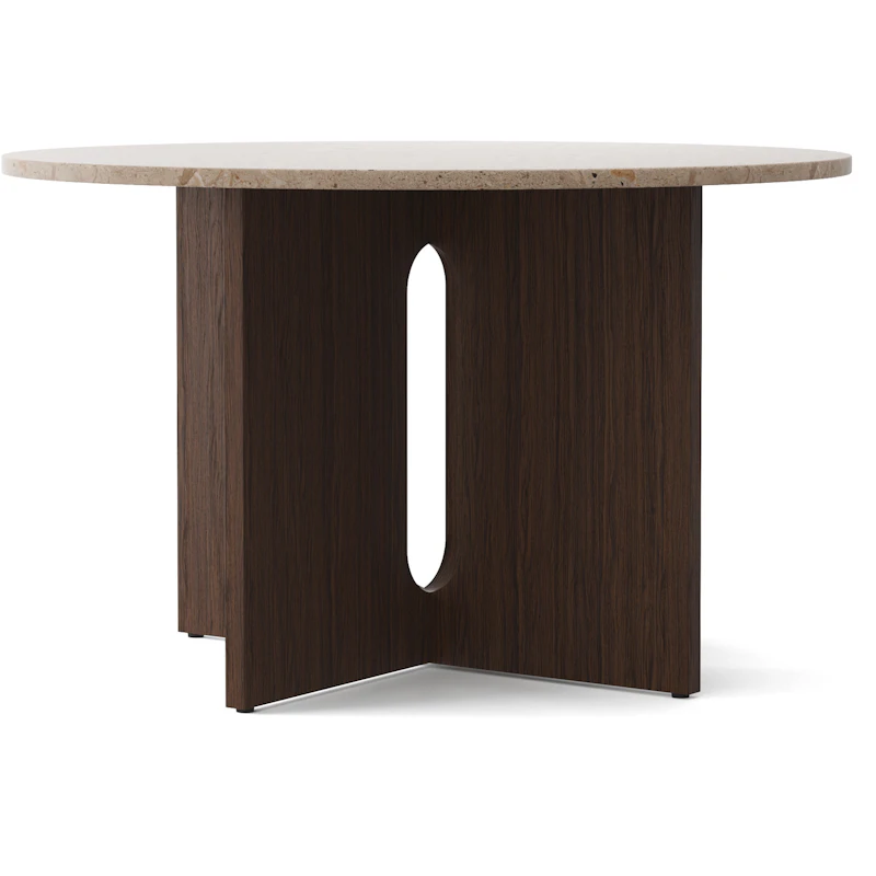 Androgyne Ruokapöytä Ø120 cm, Dark Stained Oak / Hiekanvärinen