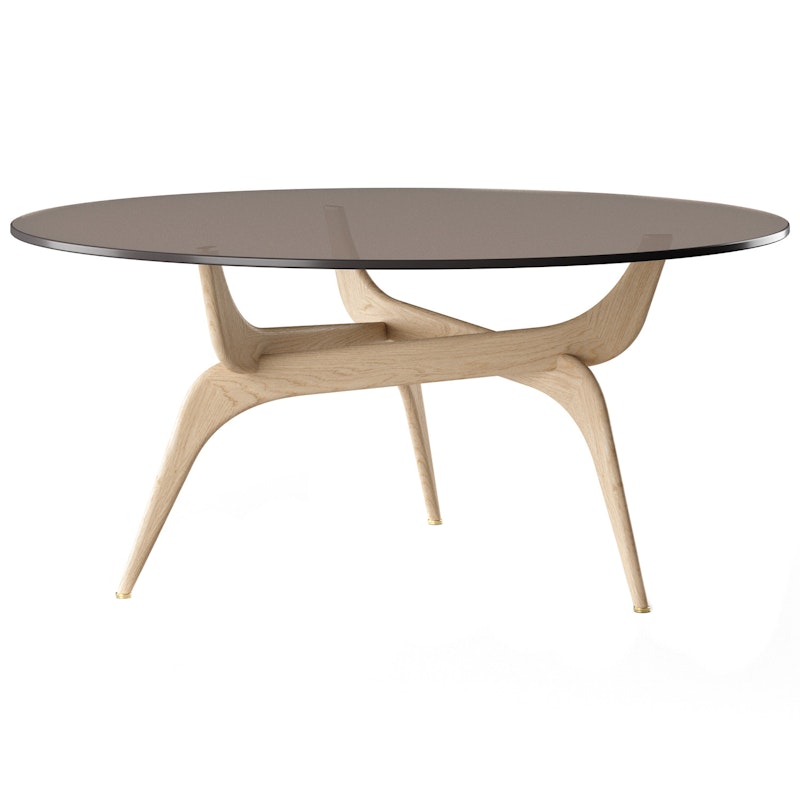 Triiio Sohvapöytä Ø90 cm, Öljytty Tammi / Pronssilasi