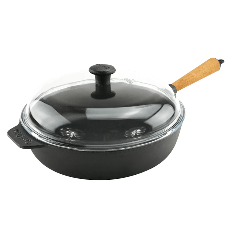 Sauté-Pannu Lasikannella 28 cm, Pyökinvärinen Kahva