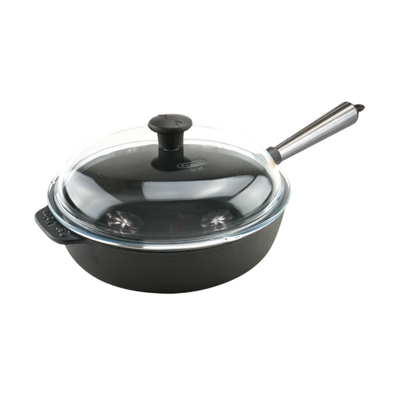 Sauté-Pannu Lasikannella 28 cm, Teräskahva