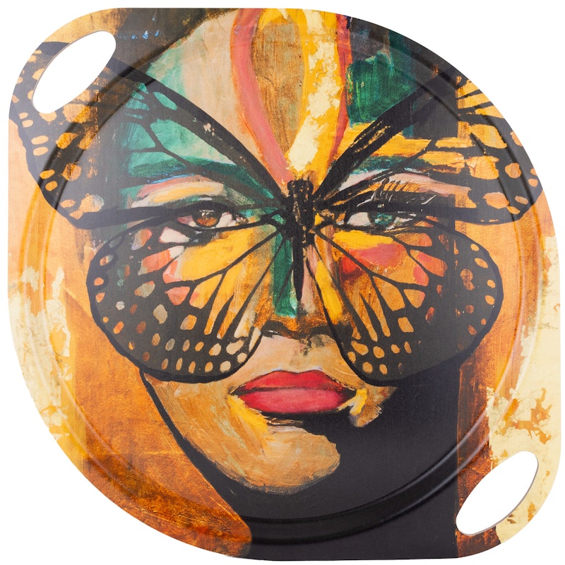 Golden Butterfly Tarjotin Kahvoilla, 38 cm