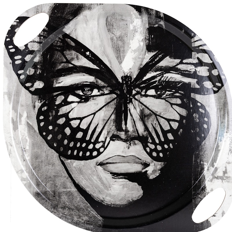Golden Butterfly B&W Tarjotin Kahvoilla, 38 cm