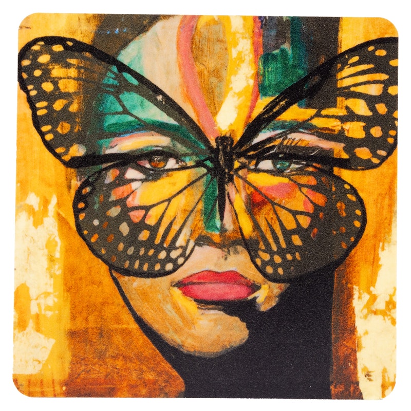 Golden Butterfly Lasinalunen 9x9 cm, Multi