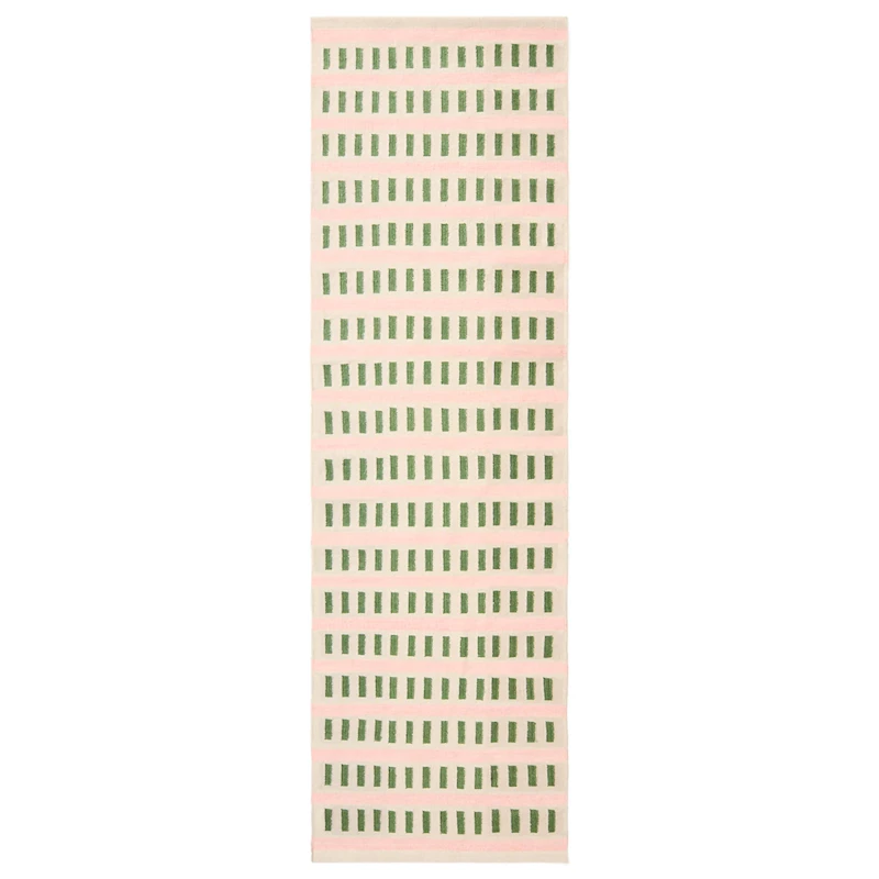 Ladakh Villamatto 80x250 cm, Luonnonvalkoinen / Cactus Green