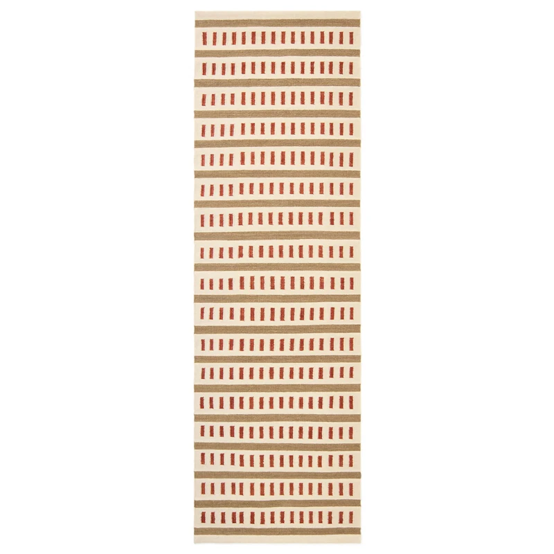 Ladakh Villamatto 80x250 cm, Valkoinen / Beige / Rust