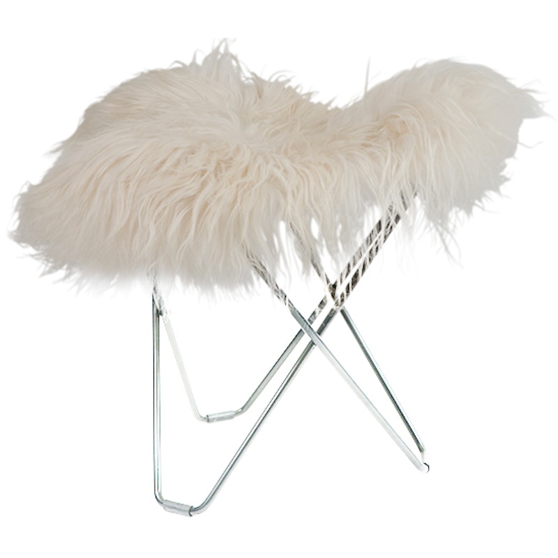 Flying Goose Iceland Stool, Wild White/Chrome