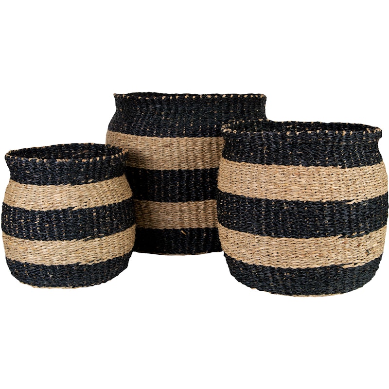 Prisa Stripe Korit Mustat / Nature, 3-pakkaus