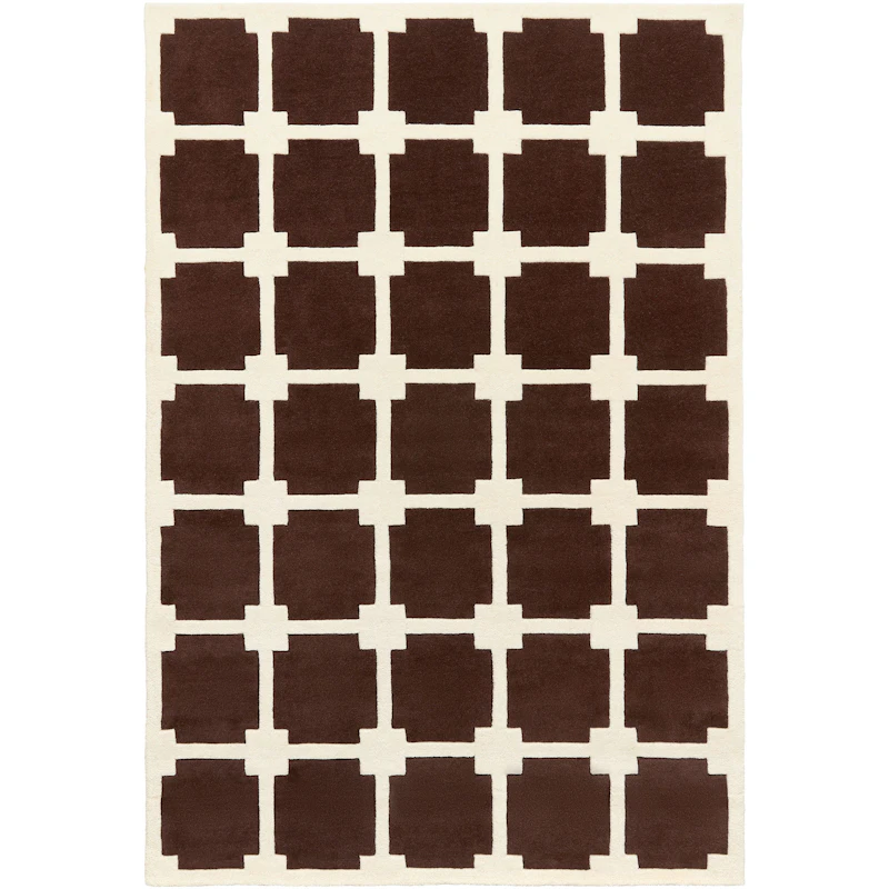 Block Wool Rug 180x270 cm, Brown