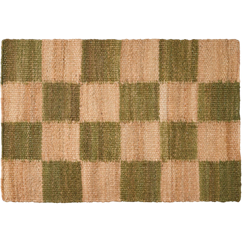 Chess Ovimatto 60x90 cm, Natural Jute / Vihreä