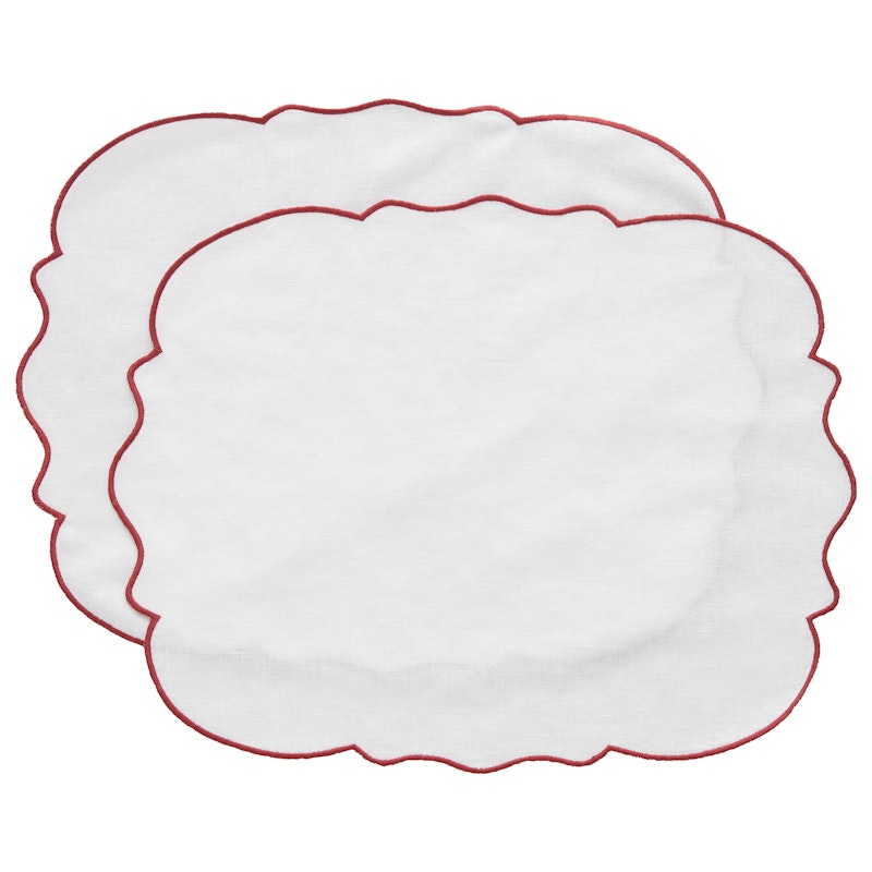 Gia Tabletti 35x45 cm 2 kpl:n pakkaus, Valkoinen / Burgundinpunainen