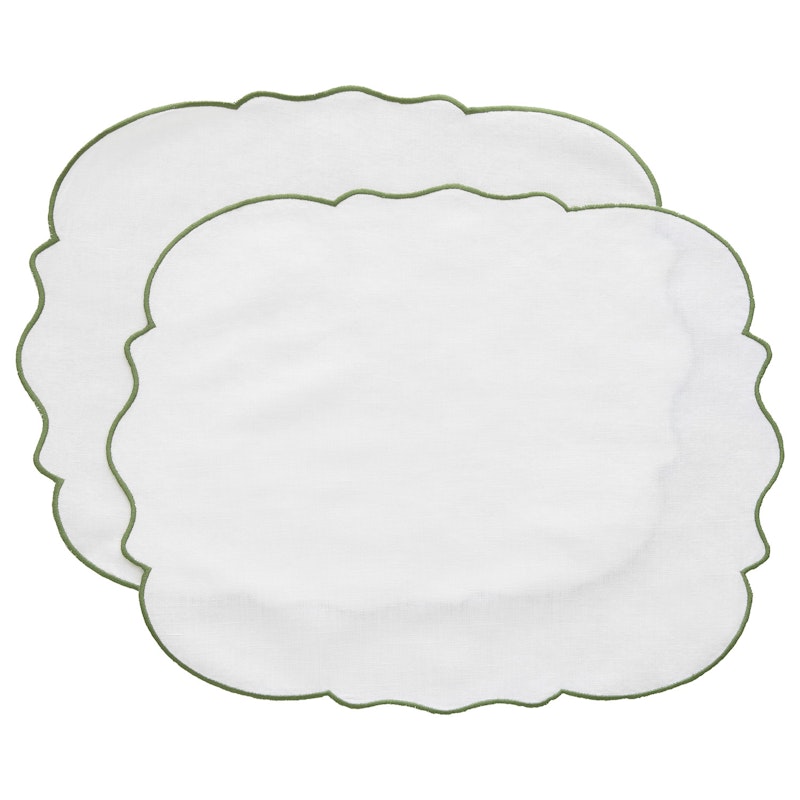 Gia Tabletti 35x45 cm 2 kpl:n pakkaus, Valkoinen / Vihreä