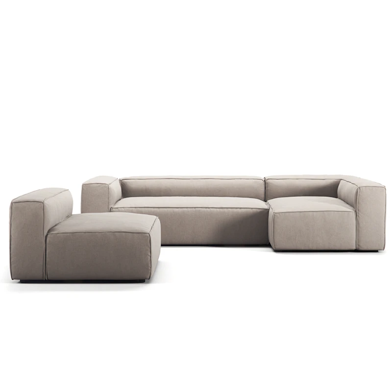 Grand Nelipaikkainen Sohva Divaani Oikea Nojatuolilla, Sandshell Beige