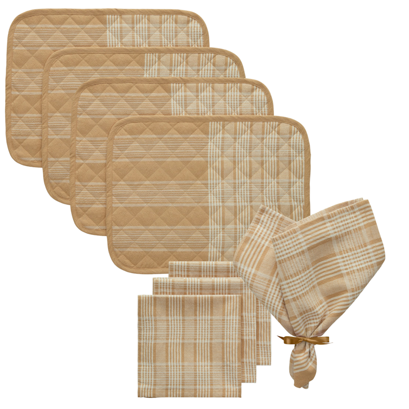 Rita Tekstiilisarja 4 Tablettia + 4 Servettiä, Valkoinen / Beige