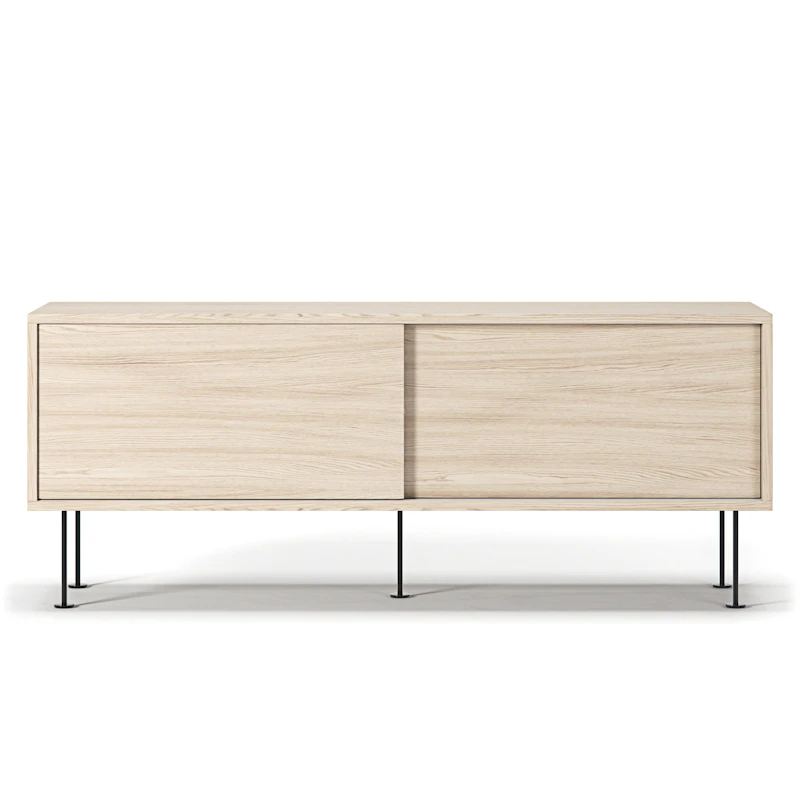 Vogue Mediapenkki Jaloilla 136 cm, Valkovärjätty Tammi / Musta