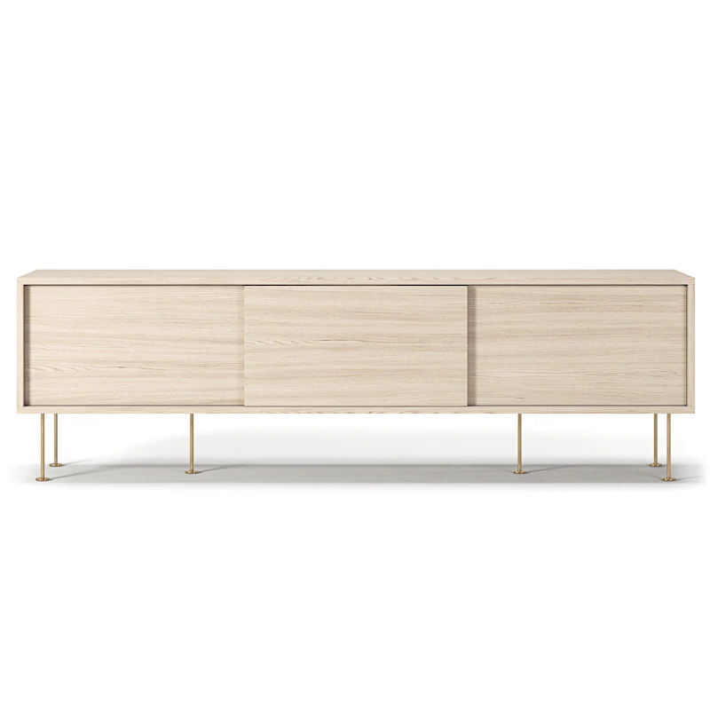 Vogue Mediapenkki Jaloilla 180 cm, Valkovärjätty Tammi / Messinginvärinen