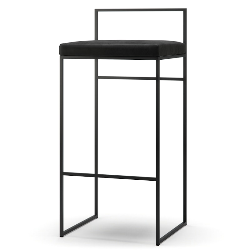 Baarijakkara Selkänojalla 90 cm, Musta / Musta Sametti
