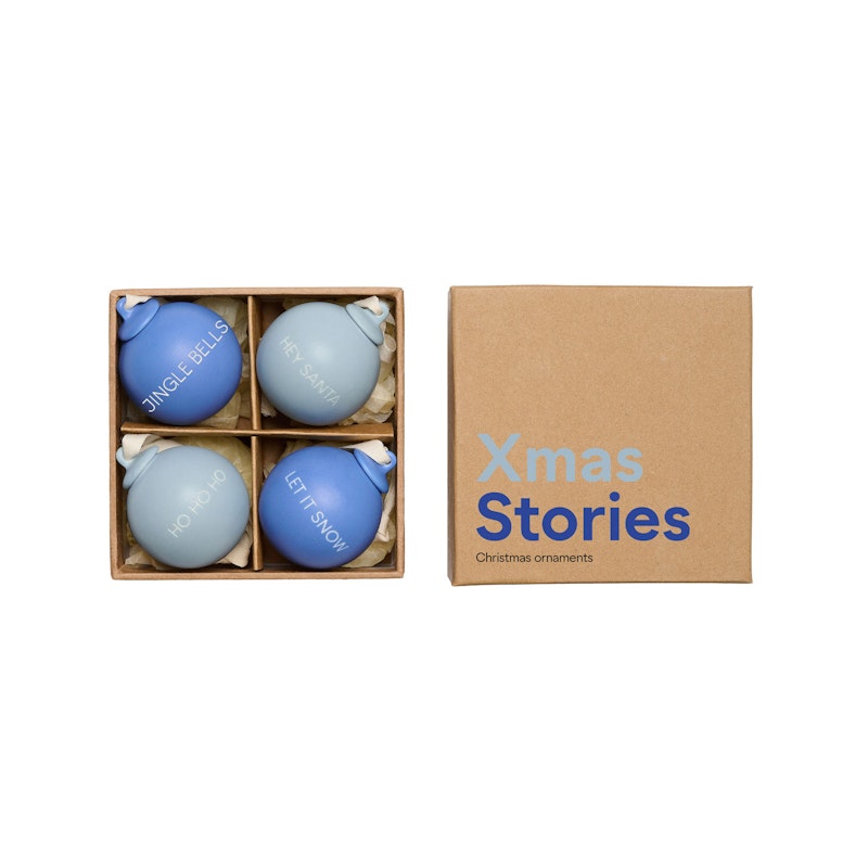 Xmas Stories Joulukuusenkoristeet 4 cm 4 kpl:n pakkaus, Siniset