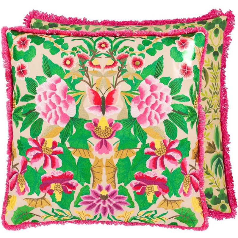 Ikebana Damask Embroidered Tyyny 50x50 cm, Fuchsia