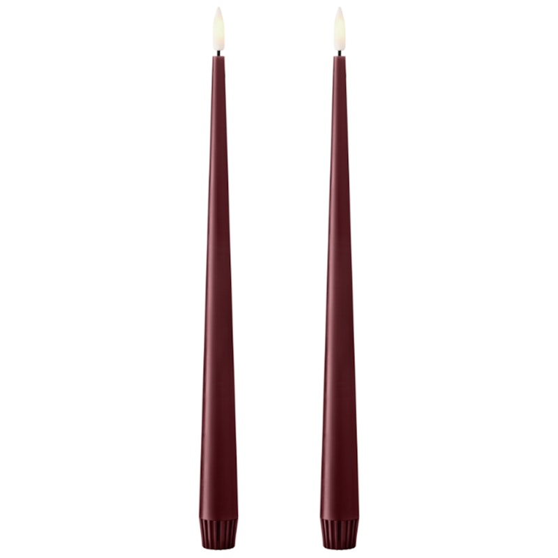 Led-Kynttilät 2 kpl:n pakkaus 30 cm, Deep Wine