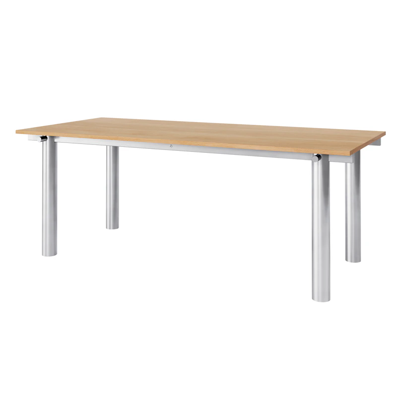 Atura Ruokapöytä 200x90 cm, Ruostumaton Teräs / Natural Oak