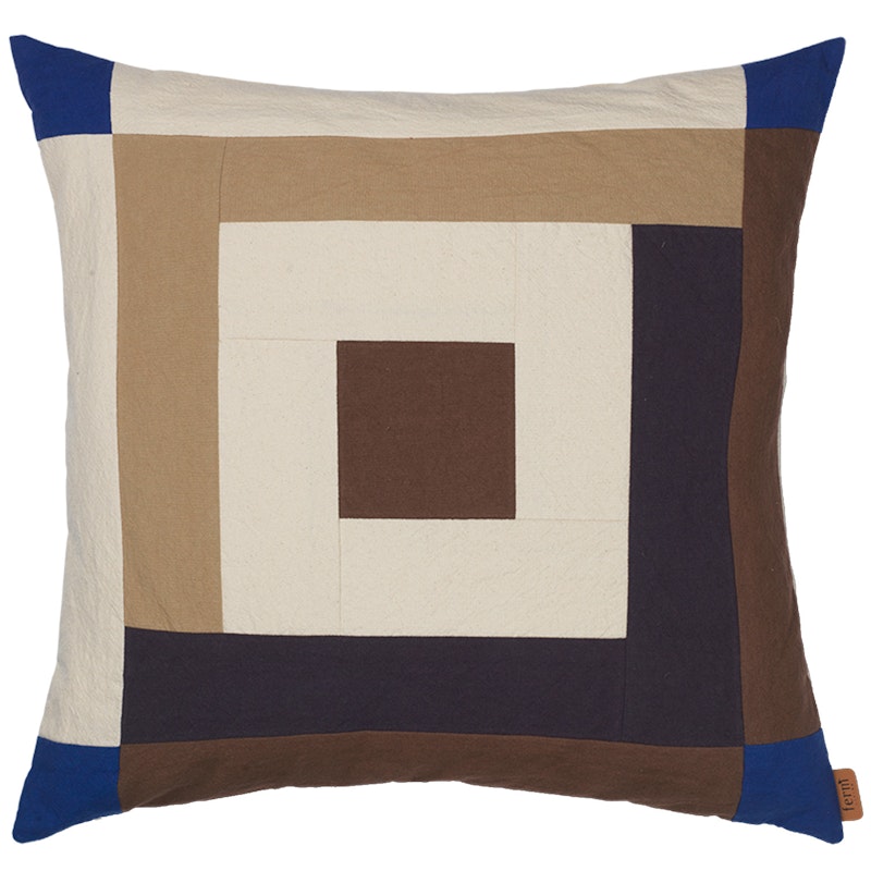 Border Patchwork Tyyny 50x50 cm, Carob Brown / Clear Blue