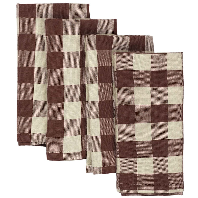 Bothy Check Kangaslautasliina 4 kpl:n pakkaus, Cinnamon / Grey Green