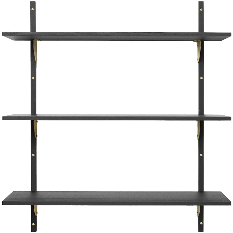 Sector Tripple Wide Hylly 87x102 cm, Black Ash/Messinginvärinen