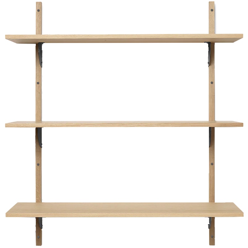 Sector Tripple Wide Hylly 87x102 cm, Oak/Musta Messinki