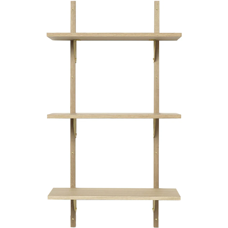 Sector Tripple Narrow Hylly 54x102 cm, Tammi/Messinginvärinen