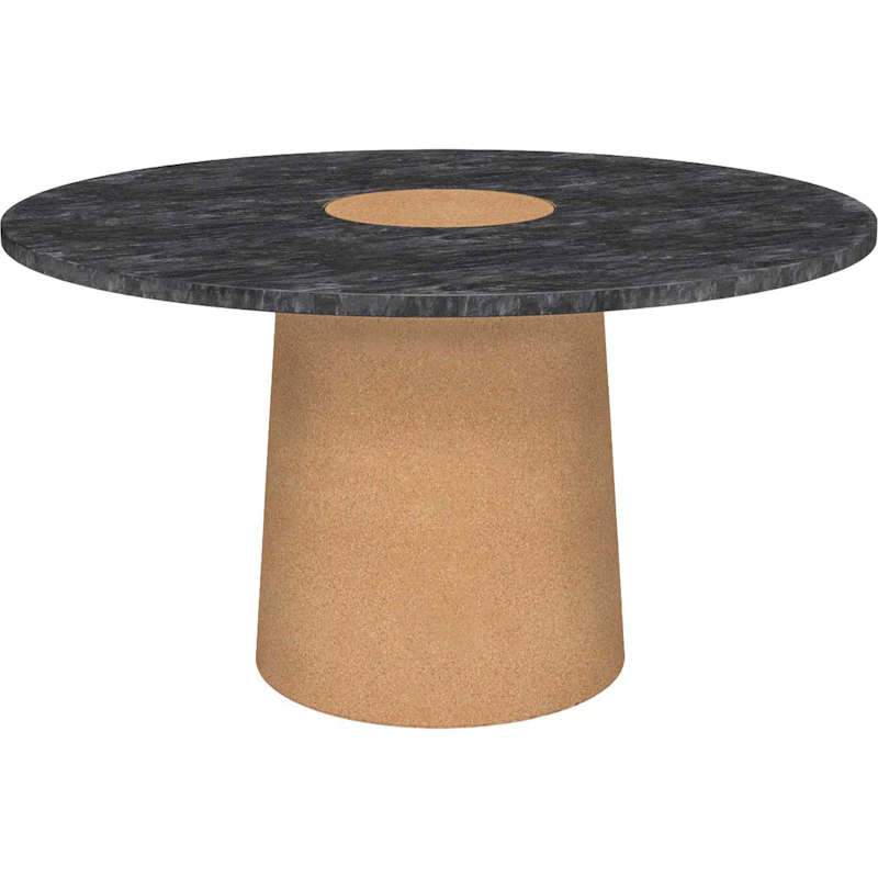 Sintra Ruokapöytä Ø135 cm, Musta Marmori / Cork