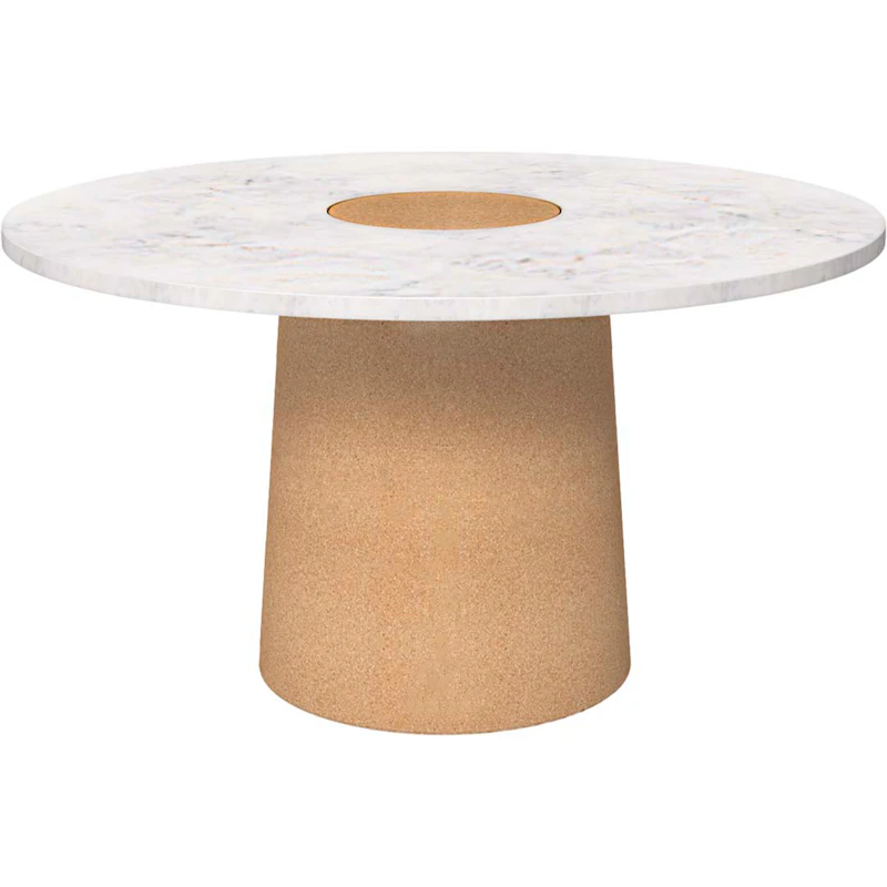 Sintra Ruokapöytä Ø135 cm, White Marble / Cork