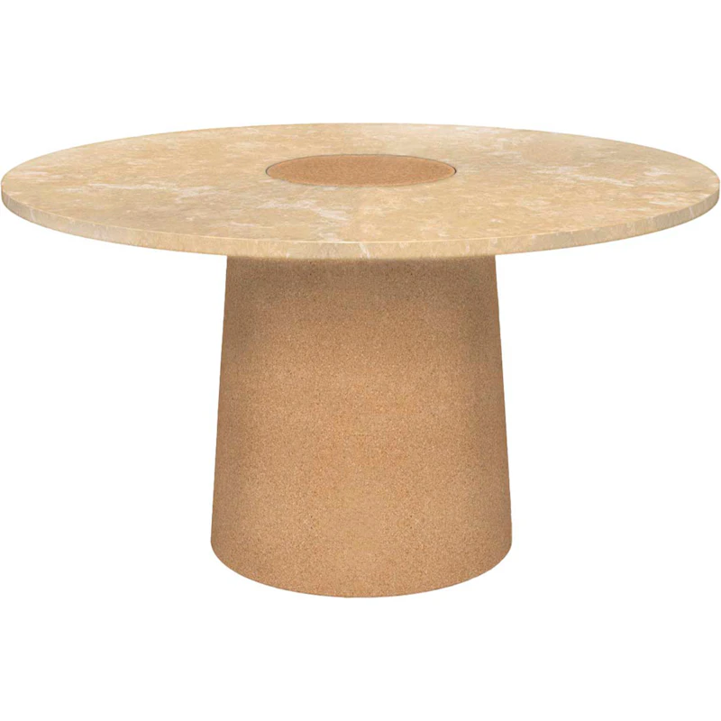 Sintra Ruokapöytä Ø135 cm, Keltainen kalkkikivi / Cork