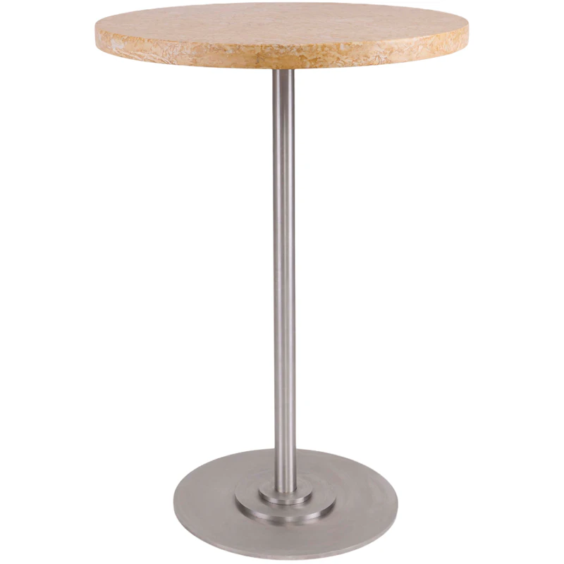 57 Pöytä Ø55 cm, Keltainen / Ruostumaton Teräs