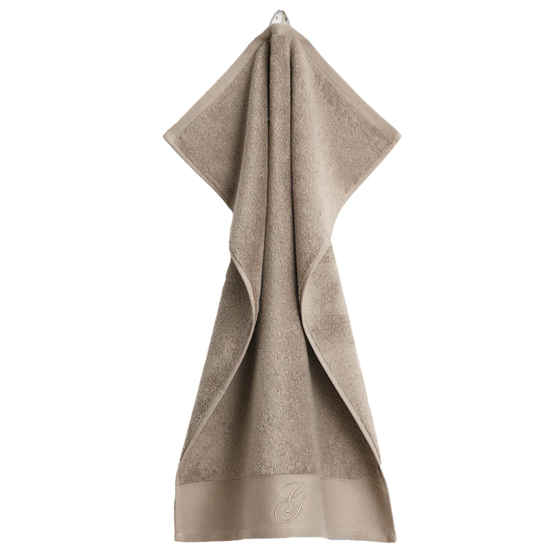 Embroidery Pyyhe 50x70 cm Valkoinen, Taupe Beige