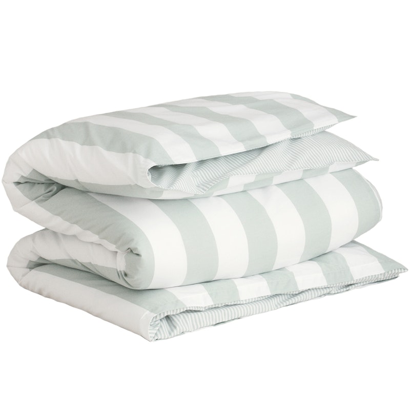 Percale Stripe Pussilakana 220x220 cm, Clay Green