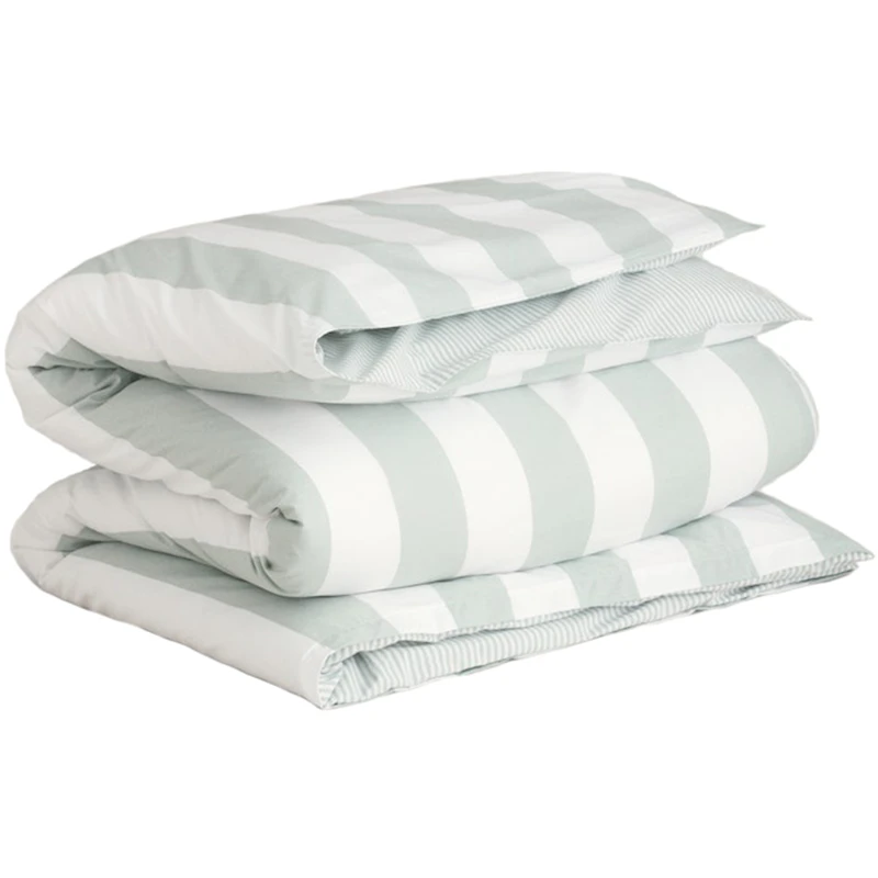 Percale Stripe Pussilakana 150x210 cm, Clay Green