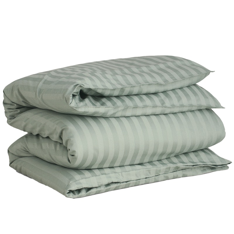 Sateen Stripes Pussilakana 150x210 cm, Clay Green