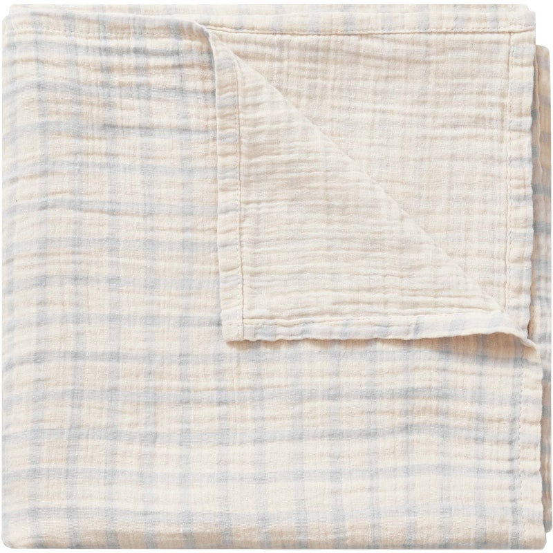 Gingham Sky Blue Muslin Kapalopeitto, 110x110 cm