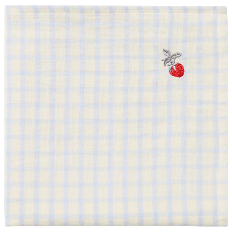 Gingham Sky Blue Muslin Kapalopeitto, 110x110 cm
