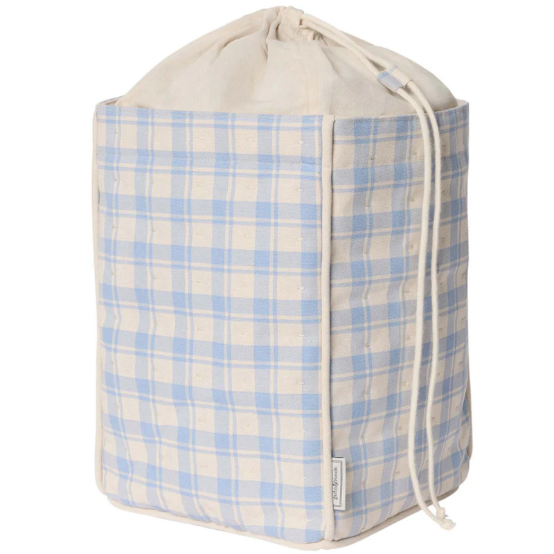 Plaid Sky Blue Storage Basket, Medium