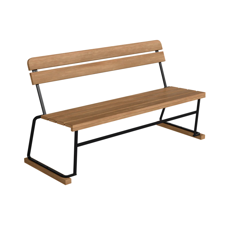 Sohva 3 140 cm, Teak / Musta Teräs