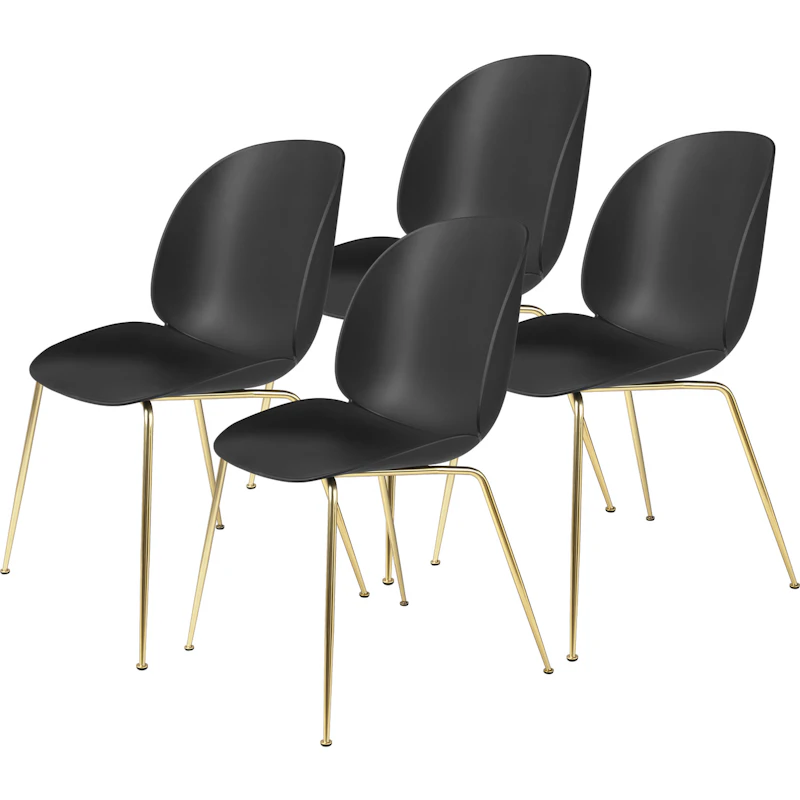 Beetle Tuoli Verhoilematon 4-pakkaus Conic Base Brass, Black