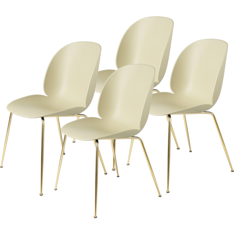 Beetle Tuoli Verhoilematon 4-pakkaus Conic Base Brass, Pastel Green