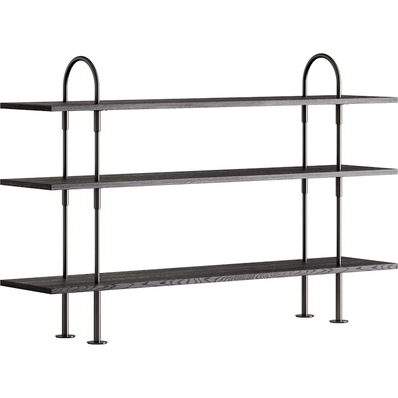 Keen Hyllyjärjestelmä 3 Hyllyllä 160 cm, Musta Messinki / Mustaruskeapetsattu Saarni