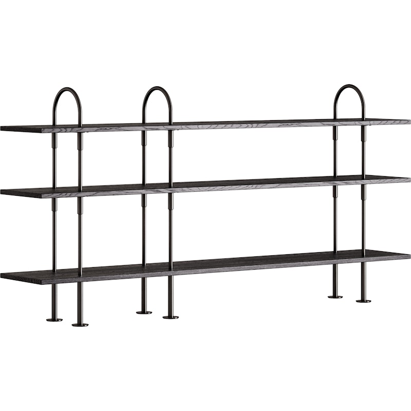 Keen Hyllyjärjestelmä 3 Hyllyllä 208 cm, Musta Messinki / Mustaruskeapetsattu Saarni