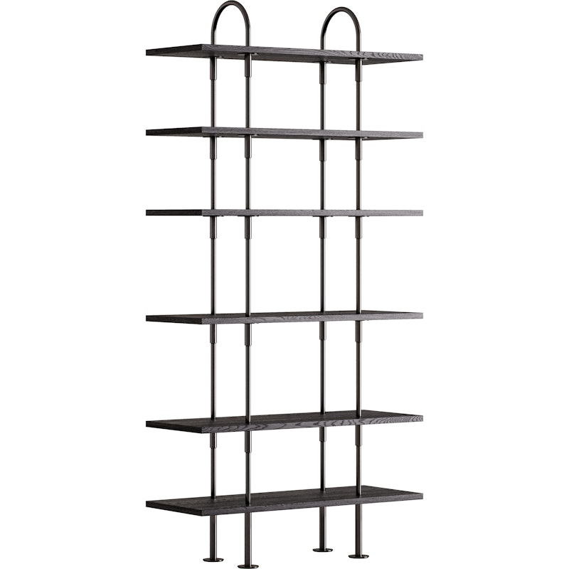 Keen Hyllyjärjestelmä 6 Hyllyllä 96 cm, Musta Messinki / Mustaruskeapetsattu Saarni