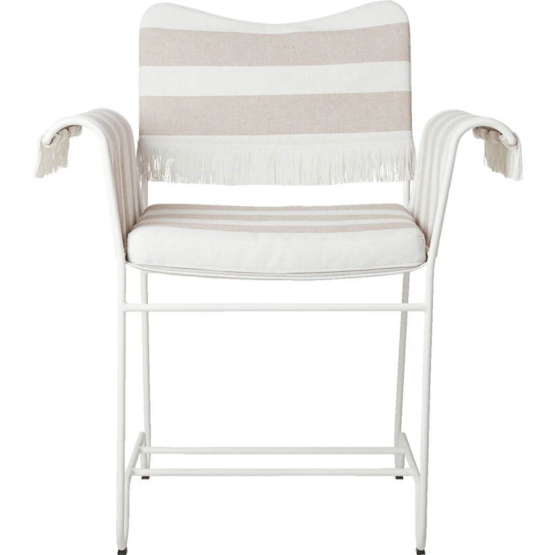 Tropique Ruokapöydän Tuoli Hapsuilla, Classic White Semi Matt / Leslie Stripe 40