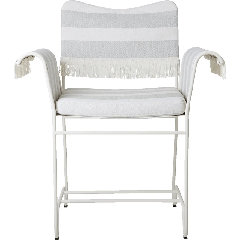 Tropique Ruokapöydän Tuoli Hapsuilla, Classic White Semi Matt / Leslie Stripe 20