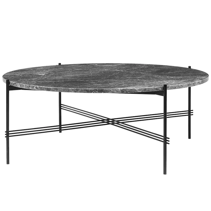 TS Sohvapöytä Ø105 cm, Musta / Marmorinharmaa